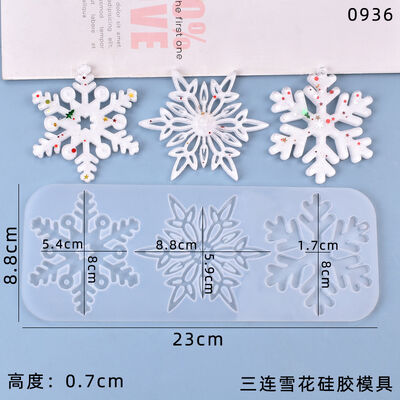 DIY crystal dropper mold Christmas series triple snowflake hanging pendant jewelry silicone mold
