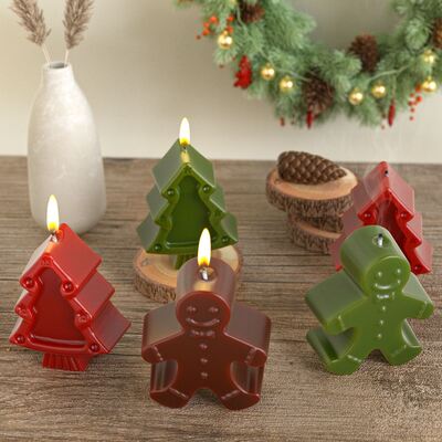 Vela de aromaterapia, pan de jengibre, árbol de Navidad, molde de silicona DIY para el día de Navidad, molde de placa completa 6 en 8 en fila