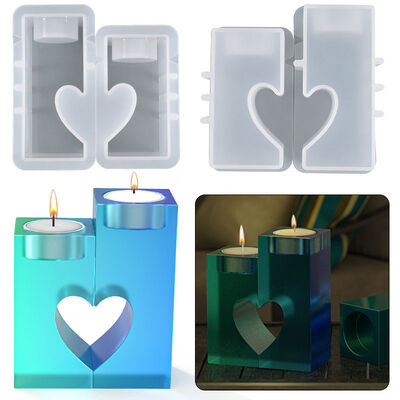 DIY crystal dropper resin mold rectangular heart-shaped splicing candle holder ornament silicone mold
