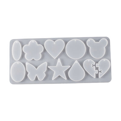 DIY Crystal Dropping Resin Mirror Love Splicing Bear Head Pentagram Butterfly Elliptical Pendant Silicone Mold