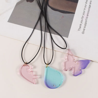 DIY Crystal Dropping Resin Mirror Love Splicing Bear Head Pentagram Butterfly Elliptical Pendant Silicone Mold