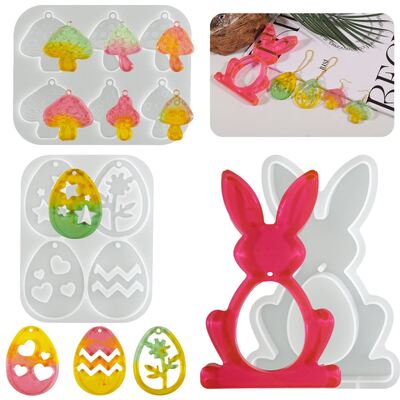 Easter Rabbit Egg Mushroom Pendant Decoration Silicone Mold DIY Aromatherapy Gypsum Mold