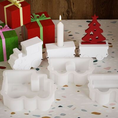 DIY resin gypsum locomotive, train box, candle holder, silicone mold, plug-in, table, drip glue mold