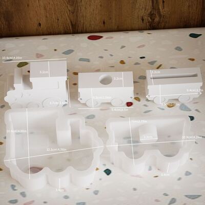 DIY resin gypsum locomotive, train box, candle holder, silicone mold, plug-in, table, drip glue mold