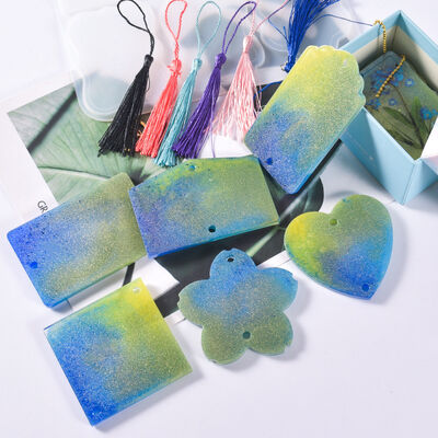 DIY resin dropper grinding tool double hole tassel hanging pendant keychain silicone mold spot wholesale