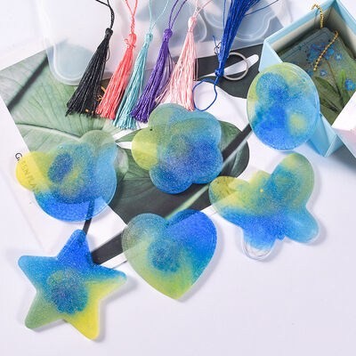DIY resin dropper grinding tool double hole tassel hanging pendant keychain silicone mold spot wholesale