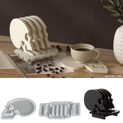 DIY skull coaster ornament storage dropper mold Halloween table gypsum silicone mold