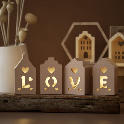 Easter Love Star Small House Silicone Mold DIY Gypsum 4-Link Love Mini House Dropping Mold
