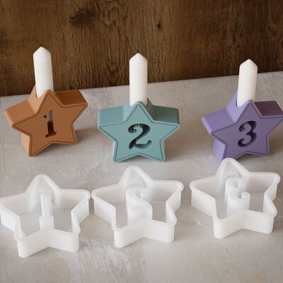 DIY Drop Glue Digital House Pentagram Candlestick Silicone Mold Aromatherapy Candle Base Gypsum Mold
