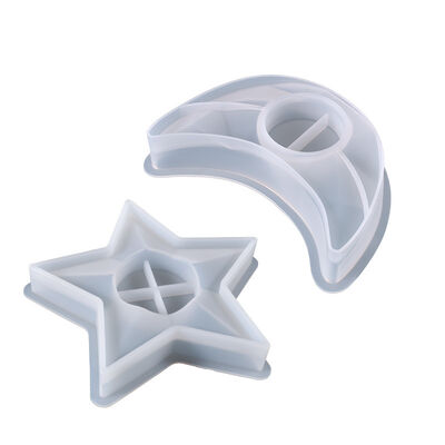 DIY crystal dropper candle holder mold, cut surface, star moon candle holder, spherical base, silicone mold
