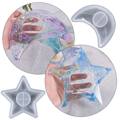 DIY crystal dropper candle holder mold, cut surface, star moon candle holder, spherical base, silicone mold
