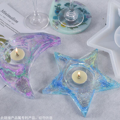 DIY crystal dropper candle holder mold, cut surface, star moon candle holder, spherical base, silicone mold