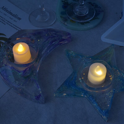 DIY crystal dropper candle holder mold, cut surface, star moon candle holder, spherical base, silicone mold