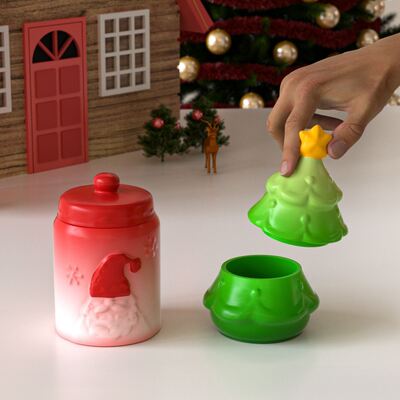 DIY Aromatherapy Gypsum Cement Christmas Tree Santa Claus Pattern Storage Can Candle Cup Silicone Mold