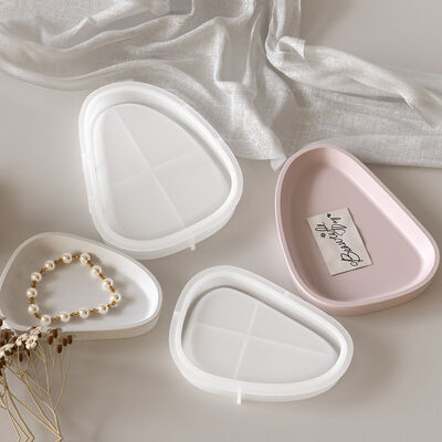 DIY resin aromatherapy gypsum cement storage tray, round triangular dish tray, decorative silicone mold