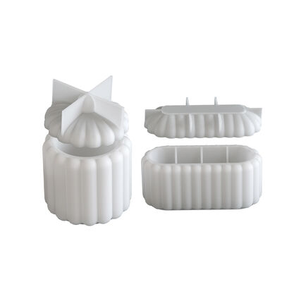 Wave striped oval circular storage flowerpot silicone mold DIY aromatherapy candle cup gypsum mold