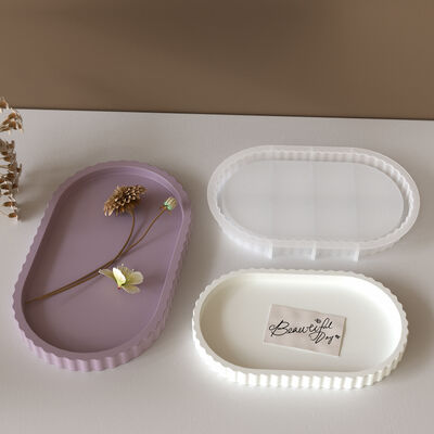 Elliptical striped gear wave aromatherapy gypsum tray silicone mold DIY mirror resin mold
