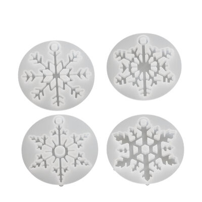 DIY cristal gotero resina con agujeros copo de nieve de Navidad colgando colgante de llave joyería molde de silicona