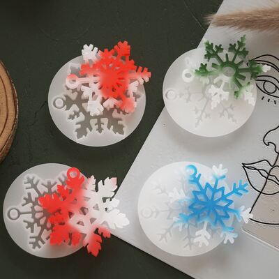 DIY cristal gotero resina con agujeros copo de nieve de Navidad colgando colgante de llave joyería molde de silicona