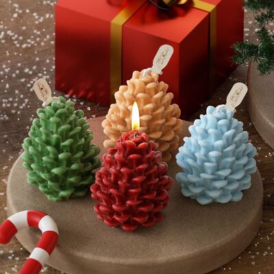 DIY Pinecone Candle Silicone Mold Christmas Tree Pendant Dropping Glue Nightlight Decoration Aromatherapy Gypsum Ornament Cross border