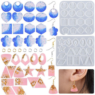 DIY Crystal Dropping Resin Water Pattern Necklace Pendant Bracelet Hanging Earrings Jewelry Silicone Mold