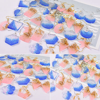 DIY Crystal Dropping Resin Water Pattern Necklace Pendant Bracelet Hanging Earrings Jewelry Silicone Mold