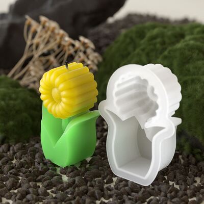 DIY 3D Flower Aromatherapy Candle Dropping Mold Tulip Sunflower Gypsum Silicone Mold