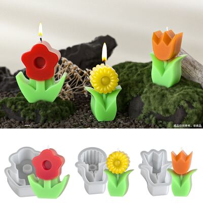 DIY 3D Flower Aromatherapy Candle Dropping Mold Tulip Sunflower Gypsum Silicone Mold
