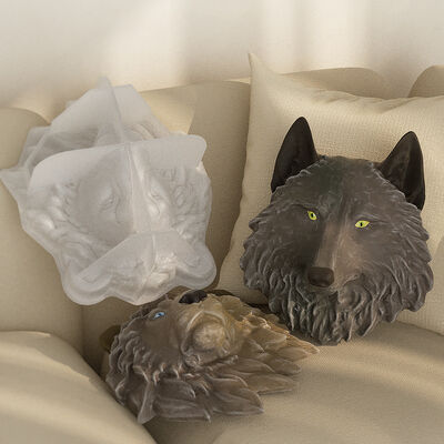 DIY Cristal Depilación de Resina de Yeso Art Wall Colgante Gran Cabeza de León Cabeza de Lobo Colgante Decoración Molde de silicona