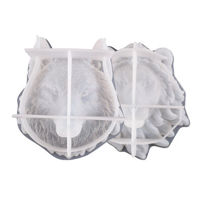 DIY Cristal Depilación de Resina de Yeso Art Wall Colgante Gran Cabeza de León Cabeza de Lobo Colgante Decoración Molde de silicona