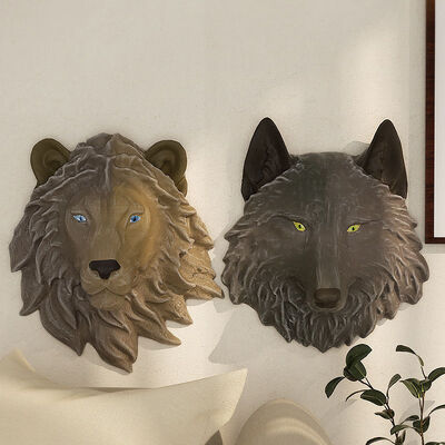 DIY Cristal Depilación de Resina de Yeso Art Wall Colgante Gran Cabeza de León Cabeza de Lobo Colgante Decoración Molde de silicona