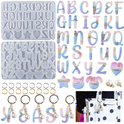 Crystal dropper full plate letter mold new 26 English letter pendant keychain letter cake silicone mold