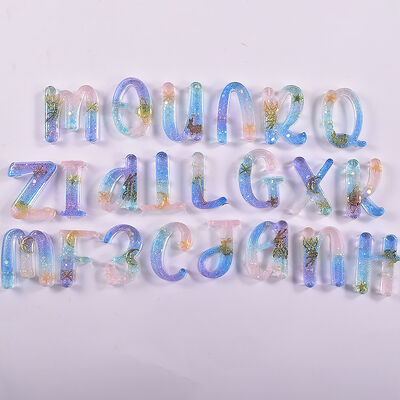 Crystal dropper full plate letter mold new 26 English letter pendant keychain letter cake silicone mold