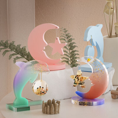 Crystal Drip Glue Love Picture Frame Grinding Tool Moon Dolphin Heart shaped Gypsum Pendant Hanging Silicone Mold