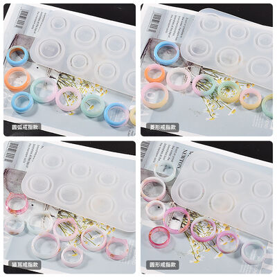 DIY Ring Grinding Flat Cat Ear Curved Diamond Dry Flower Mirror Ring Crystal Dropping Silicone Mold