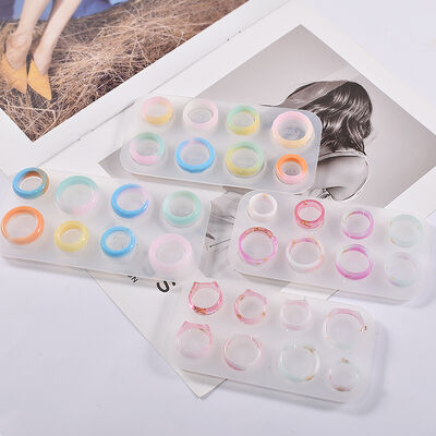 DIY Ring Grinding Flat Cat Ear Curved Diamond Dry Flower Mirror Ring Crystal Dropping Silicone Mold