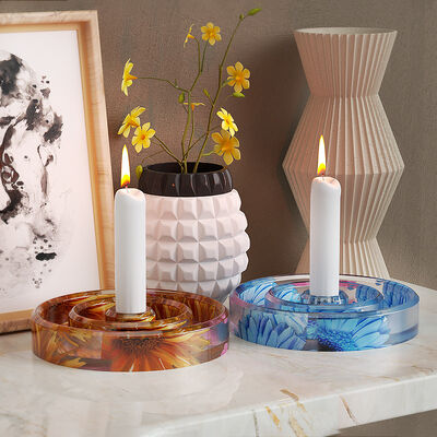 DIY crystal dropper gypsum circular candle holder, circular candle holder, storage tray, mirror silicone mold