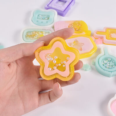 DIY Drip Glue Sand Grinding Tool Rabbit Phone Love Flower Cat Claw Sand Keychain Silicone Mold