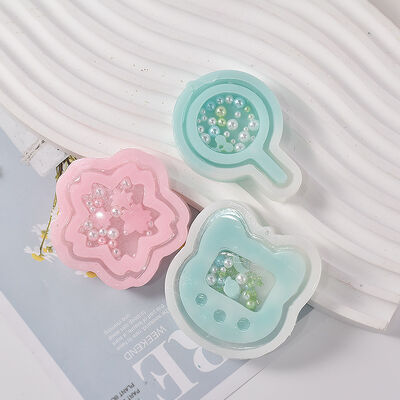 DIY Drip Glue Sand Grinding Tool Rabbit Phone Love Flower Cat Claw Sand Keychain Silicone Mold