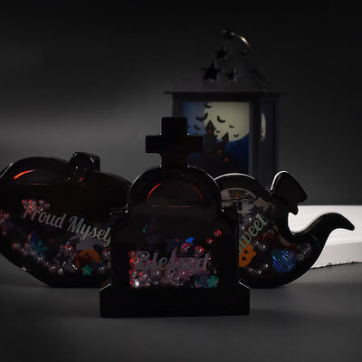 Crystal Drip Glue Flowing Sand Pumpkin Ghost Tombstone Coffin Halloween Flowing Sand Pendant Keychain Silicone Mold