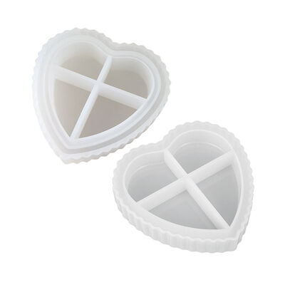 DIY yeso adhesivo a rayas en forma de corazón caja de almacenamiento de platos molde bandeja en forma de corazón caja de almacenamiento de joyería molde de silicona