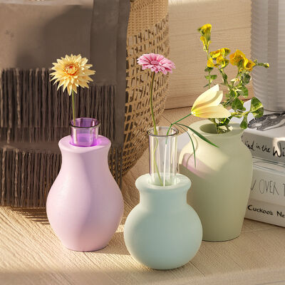 DIY crystal dropper resin test tube vase gypsum cement lace round mouth candle holder silicone mold