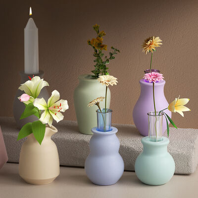 DIY crystal dropper resin test tube vase gypsum cement lace round mouth candle holder silicone mold