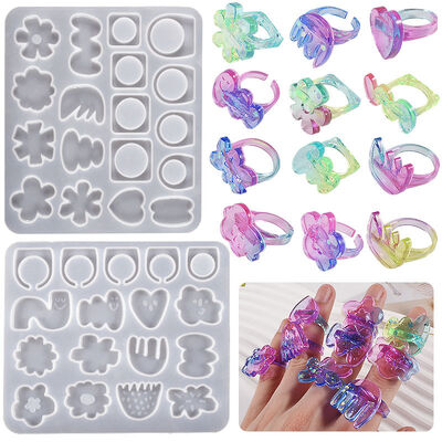 DIY crystal drop adhesive ring silicone mold mirror shaped flower ring jewelry drop adhesive grinding tool