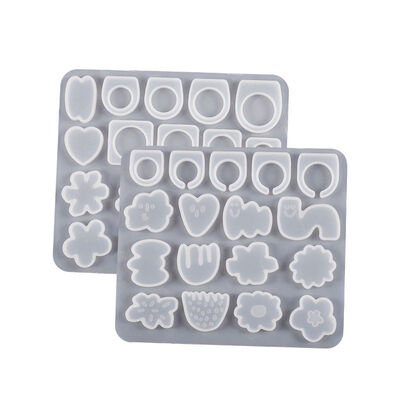 DIY crystal drop adhesive ring silicone mold mirror shaped flower ring jewelry drop adhesive grinding tool