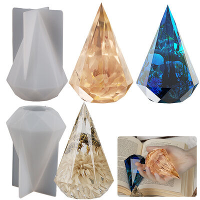 DIY crystal dropper resin candle geometric mirror octagonal grinding tool diamond cone silicone mold