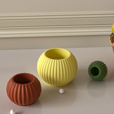 DIY Aromatherapy Stripe Large, Medium, Small, Flower Pot Storage Box Candle Cup Candlestick Pendant Gypsum Silicone Mold