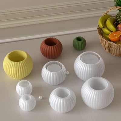 DIY Aromatherapy Stripe Large, Medium, Small, Flower Pot Storage Box Candle Cup Candlestick Pendant Gypsum Silicone Mold