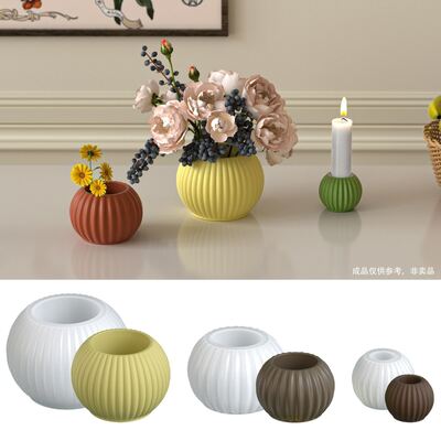 DIY Aromatherapy Stripe Large, Medium, Small, Flower Pot Storage Box Candle Cup Candlestick Pendant Gypsum Silicone Mold