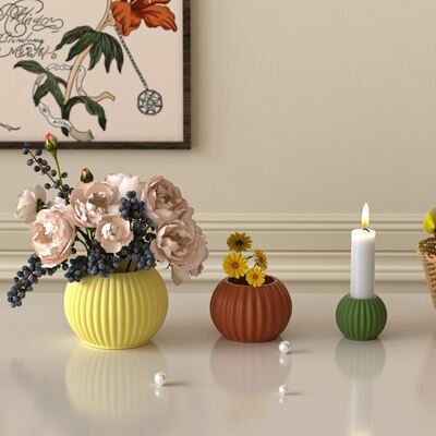 DIY Aromatherapy Stripe Large, Medium, Small, Flower Pot Storage Box Candle Cup Candlestick Pendant Gypsum Silicone Mold
